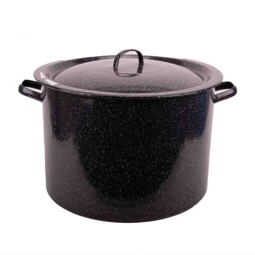 Hrniec s pokrievkou, smaltovaný, 45 cm/53 L, čierny prskaný