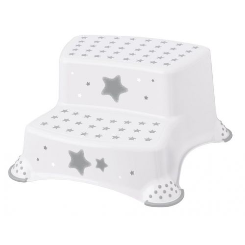 Detský dvojschodík STAR, protišmykový, svetlosivý, plastový