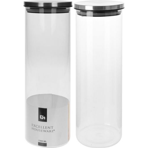 Dóza sklenená, 1800ml, s plastovým vrchnákom s tesnením