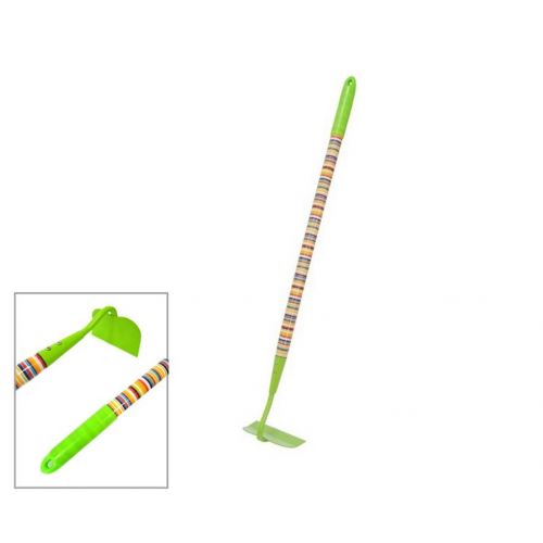Motyčka plochá detská, kovová, drevená násada, farebné pruhy, 72cm
