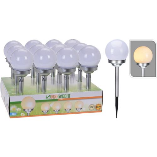 Lampa solárna, mliečna, 10cm, guľa, 1xLED