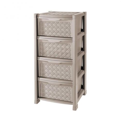 Komoda plastová, 4-poschodová, 38,5x39x82,5cm mokka, "Arianna", TONTARELLI