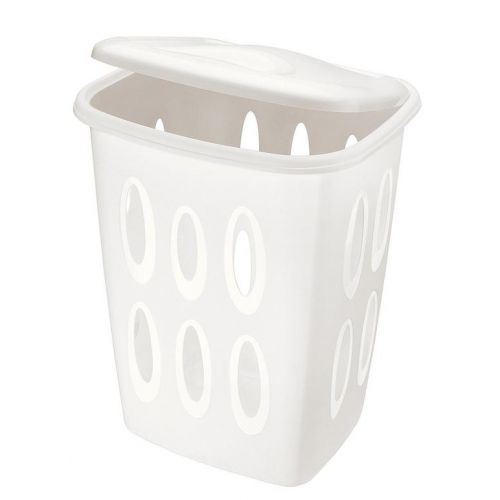 Kôš na špinavé prádlo, plastový, 45L, krémový/biely, "Forato" TONTARELLI