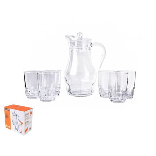 Džbán 1,8 l + 6 x pohár 270 ml do 50°C ROC, hrubé, sklo