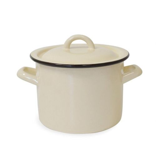 Hrniec s pokrievkou, smaltovaný, 2,5l, bez dekoru, béžový