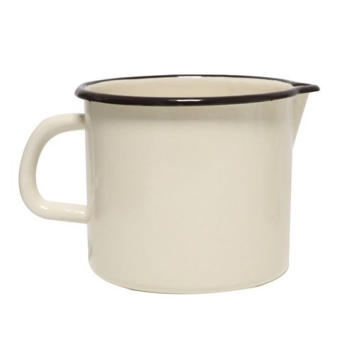 Hrnček s výlevkou, smaltovaný, 1l, bez dekoru, béžový