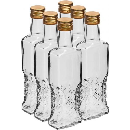 Fľaša sklo 200ml na alkohol, hranatá s uzáverom na závit
