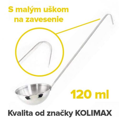 Nerezová kuchynská naberačka, 8cm/120ml, dĺžka 28cm, Kolimax