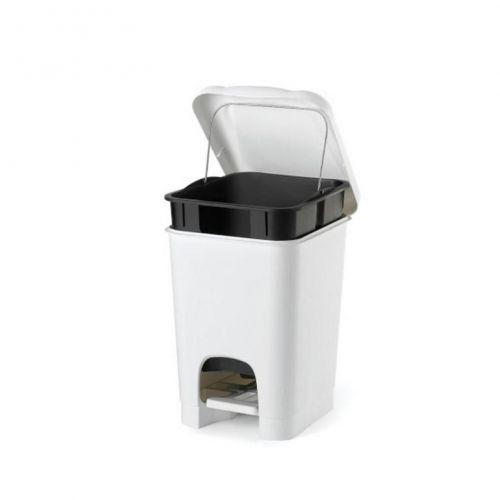 Kôš na odpad nášľapný 20l, plastový, EASY, biely
