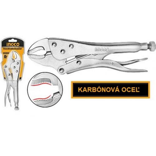 Kliešte rýchloupínacie zahnuté 250mm INGCO