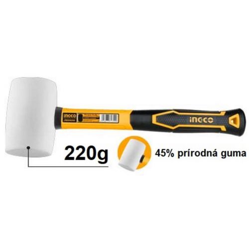 Kladivo gumové 220g biele INGCO sklolaminátová násada  KLC