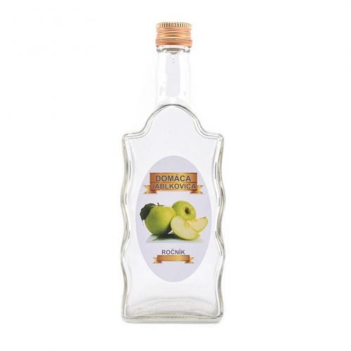 Sklenená fľaša, 500 ml, hranatá, JABLKOVICA, s uzáverom na závit, kláštorná