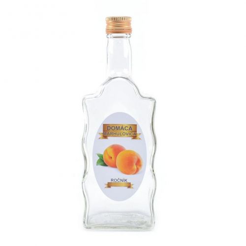 Sklenená fľaša, 500 ml, hranatá, MARHUĽOVICA, s uzáverom na závit, kláštorná