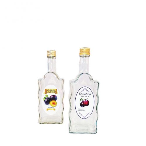 Sklenená fľaša, 500 ml, hranatá, SLIVOVICA, s uzáverom na závit, kláštorná