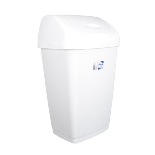 Kôš na odpad preklápací 50l, plastový, TONTARELLI, biely