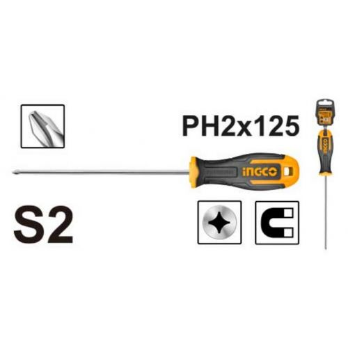 Skrutkovač krížový 6x125mm PH2 S2 INGCO