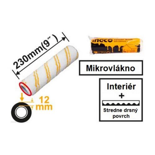 Valček maliarsky náhradný 230x12mm mikrovlákno INGCO, na drsný povrch