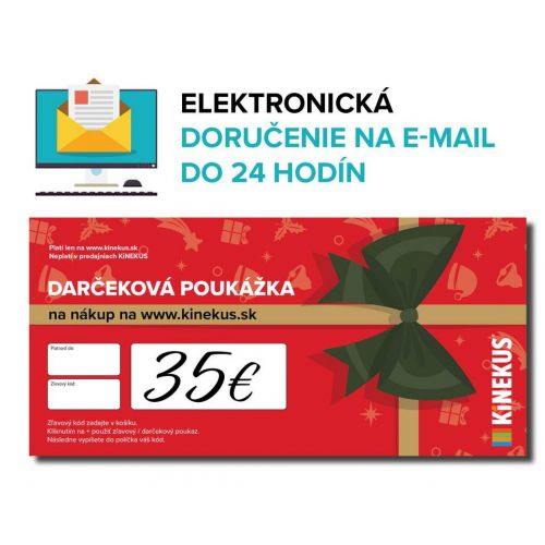 Darčeková poukážka 35 €, červená, e-mailom