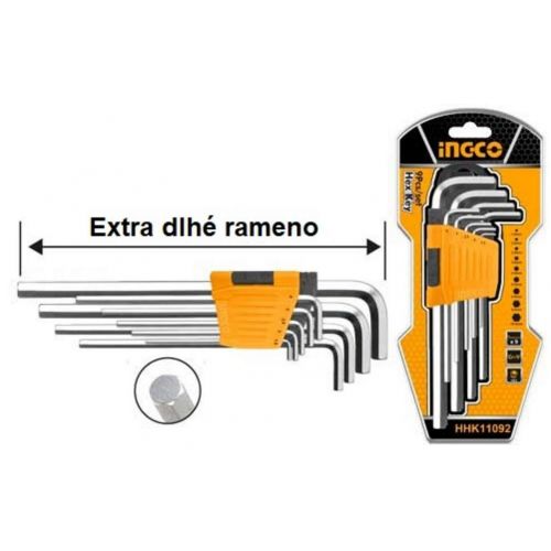 Kľuč imbus predĺžený sada 9 ks CrV 1.5-10mm INGCO