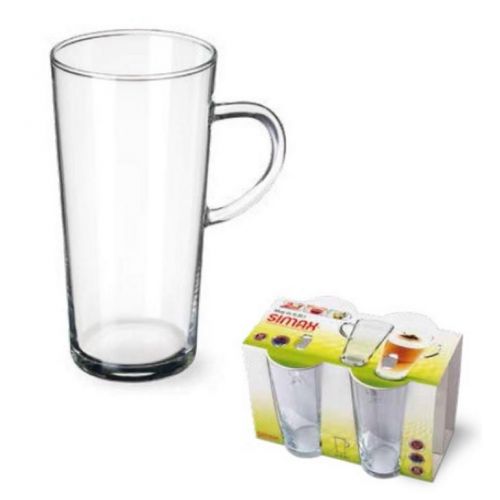 Hrnček sklenený na latte, čaj, 350 ml, Simax, KARINA, sada 4 ks