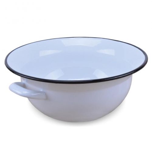 Vandlík, krájač s čiernou obrubou, smaltovaný, 38cm, 10l, biely