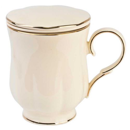 Hrnček porcelánový na čaj, 430ml, RUBY, s porcelánovým sitkom
