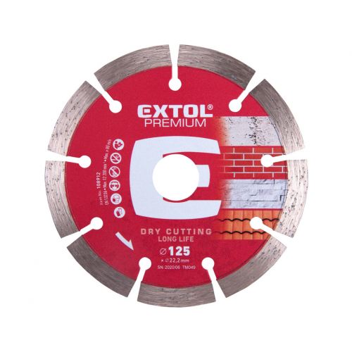 EXTOL PREMIUM Kotúč rezný diamantový segmentový Long Life, 125mm