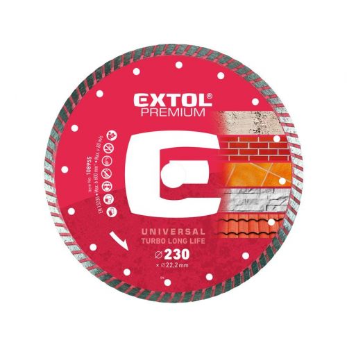 EXTOL PREMIUM Kotúč rezný diamantový Turbo Long Life, 230mm