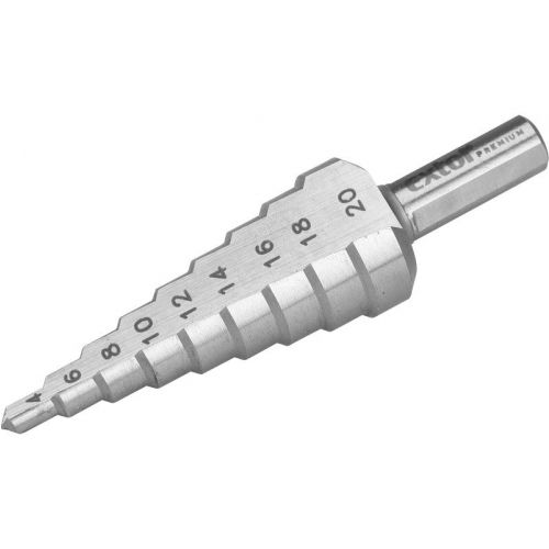Vrták stupňovitý 4-20mm, stupňovanie 2mm, 9 otvorov, stopka pr.8mm, dĺžka 75mm, HSS, DIN 1412C