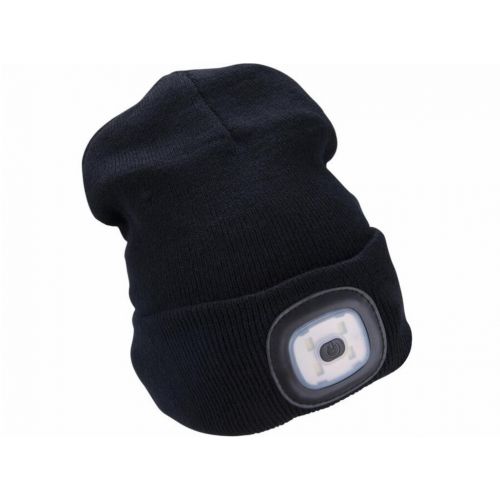 EXTOL LIGHT Čiapka čierna s čelovým svetlom, LED 4x45lm, nabíjanie cez USB