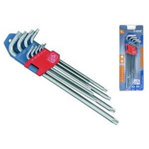 Kľúče Torx zástrčné (s dierkou) predĺžené Cr-V, 9-dielna sada, T10-50