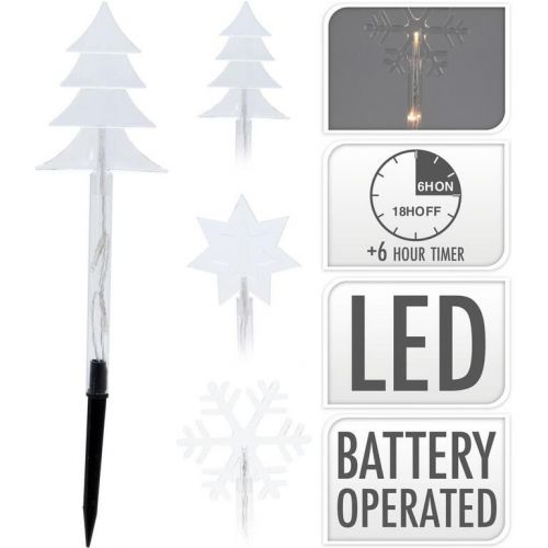 Svetlo vianočné zapichovacie 15 LED teplé biele, 37,5 cm, 5 ks, s časovačom, baterky, vonkajšie, mix