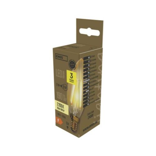 LED žiarovka Vintage sviečka / E14 / 2,1 W (20 W) / 190 lm / teplá biela