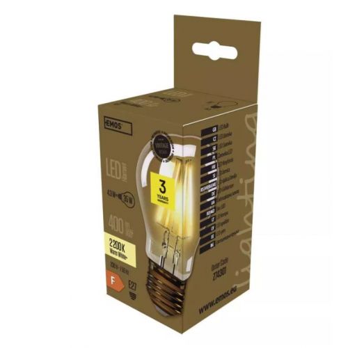 Žiarovka LED Vintage A60 4W E27 teplá biela+