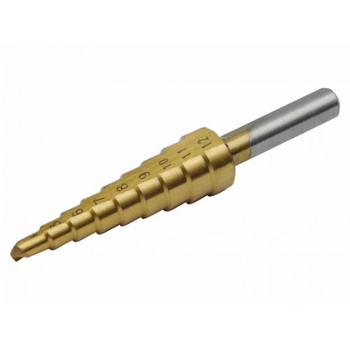 Vrták stupňovitý 4-12mm, stupňovanie 1mm, 9 otvorov