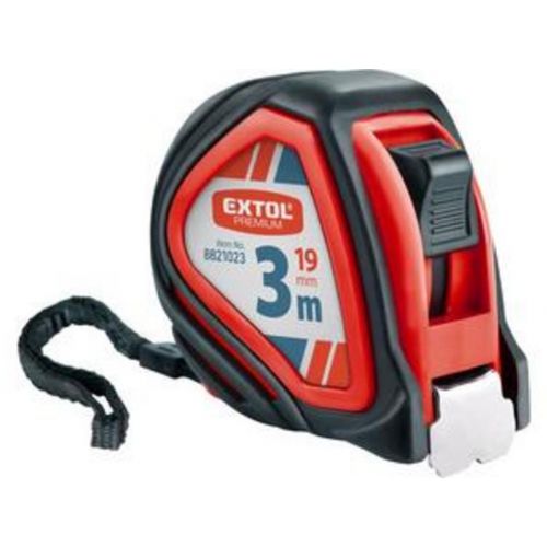 Meter zvinovací, pogumovaný, 1x brzda, 3m, šírka pásu 19mm
