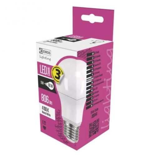 Žiarovka LED 8.5W E27 806lm 4000K 230V 60x102 tvar A60