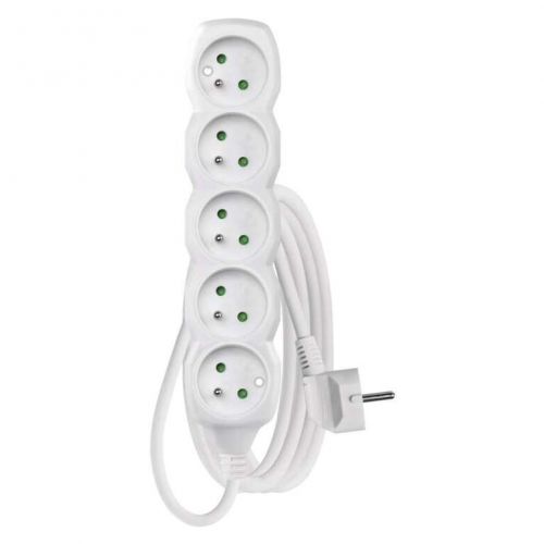 Predlžovací kábel – 5 zásuviek, 2m, biely