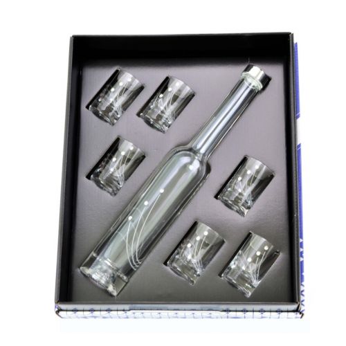 Štamprlík a fľaša na alkohol SWAROVSKI CRYSTALS, sada 6 +1 ks