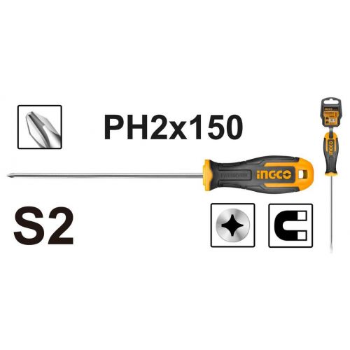 Skrutkovač krížový 6x150mm PH2 S2 INGCO