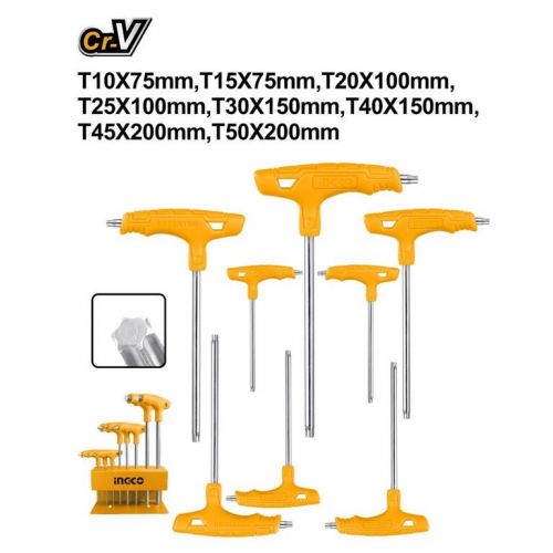 Kľuč torx T-rúčka sada 8ks CrV T10-T50mm INGCO