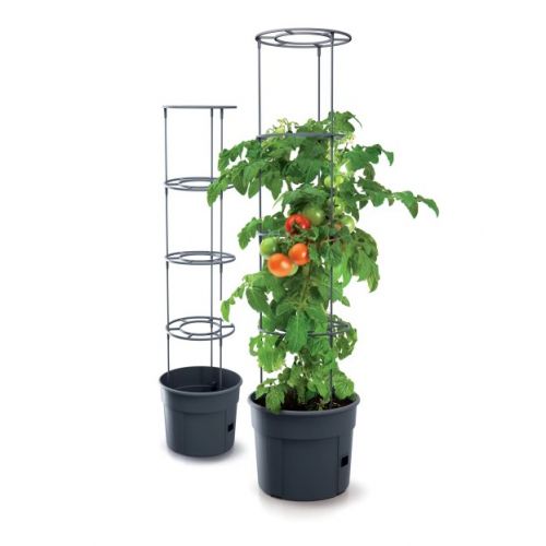 Kvetináč s oporou na paradajky ø 39,2cm, výška 153cm, plast, antracit