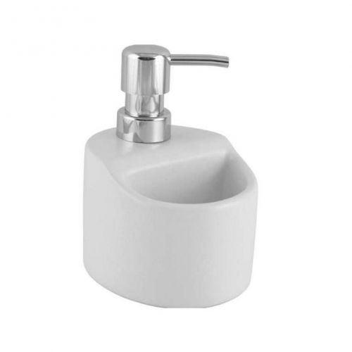 Dávkovač mydla/saponátu 330ml, s nádobkou na špongiu, biely