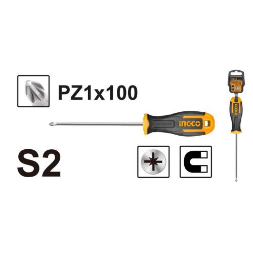 Skrutkovač krížový 5x100mm PZ1 S2 INGCO