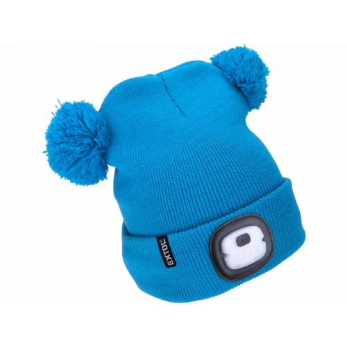 Čiapka detská s čelovým svetlom,4xLED, modrá, nabíjanie cez USB