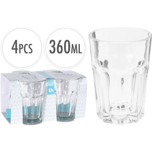 Pohár na vodu, 360 ml, výška 12cm, sklo 4ks sada KLC