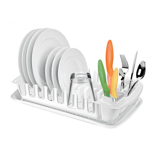 Odkvapkávač na riad s podnosom, plastový, 49x29cm CLEAN KIT
