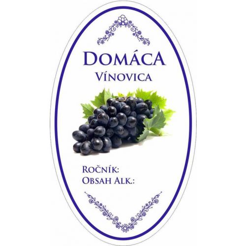 Samolepka domáca VÍNOVICA ovál fialová, 16ks etikiet