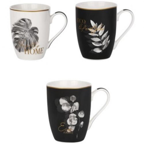 Hrnček porcelánový MAYO 340 ml, dekor LISTY