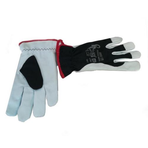 Rukavice kombinované, textil-koža TECHNIK čierno-biele 9"